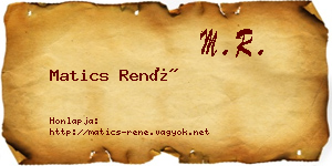 Matics René névjegykártya